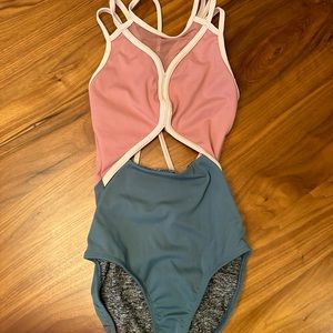 Five Dancewear YXL leotard pink and aqua
